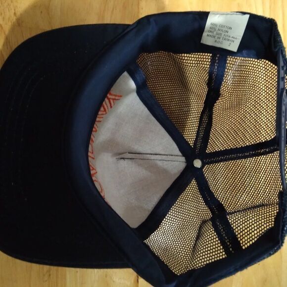 Vintage Roadway Spell Out Logo Rope Mesh Trucker Snap Back Hat - Picture 6 of 7